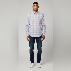 🕠 NWOT | Vineyard Vines | Slim Fit Whale Shirt | Elmont Gingham | Blue/Peach | M